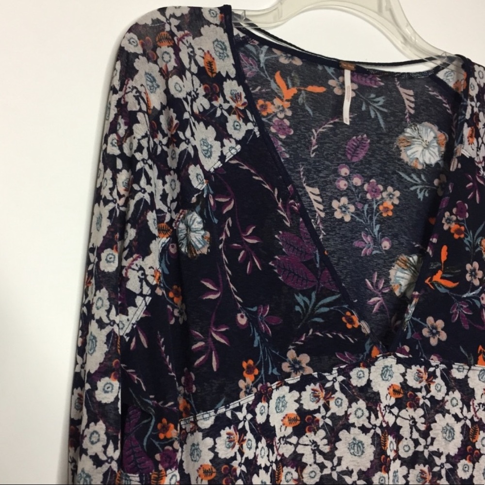 Free People Mixed Floral Patchwork Blouse XS - Picture 7 of 8